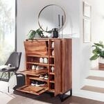 Massivholz Schuhschrank 90cm Sheesham Schuhkipper Schuhkommode f&uuml;r Garderobe Flur