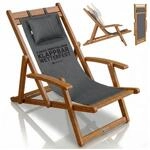 JUSKYS&reg; Sonnenliege Tavira - Anthrazit, Akazienholz Liege mit UV-best&auml;ndigem
