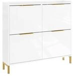 SoBuy Schuhschrank mit 4 T&uuml;ren Wei&szlig; 100x48x90cm Modern
