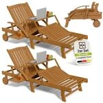 Juskys&reg; 2er Set Sonnenliege SunScape - Akazie, Natur, ge&ouml;lt, klappbar, inkl.