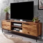 Massive TV-Board Kommode 150cm Sheesham Massivholz Fernsehschrank Lowboard mit 2