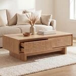 Couchtisch MCW-O33, Sofatisch Wohnzimmertisch Beistelltisch, 2 Schubladen 2 F&auml;cher,
