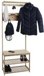 Bambus Standgarderobe MCW-N82, Garderobenst&auml;nder Schuhregal Sitzbank Schuhbank,