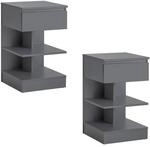 SoBuy Nachttisch-Set 2er mit 1 Schublade Dunkelgrau 39x39x65cm Modern