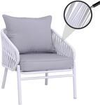 Aluminium-Gartenstuhl MCW-P90, Loungestuhl Sessel Outdoor, Seilgeflecht Rope