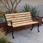 Gartenbank MCW-O25, Sitzbank Parkbank Holzbank 2-Sitzer, Gusseisen Holz Kiefer, 132cm