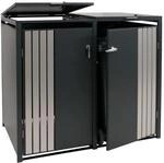 2er-M&uuml;lltonnenverkleidung MCW-O67, M&uuml;lltonnenbox mit Deckel, Metall 122x132x84cm