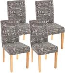 4er-Set Esszimmerstuhl Stuhl K&uuml;chenstuhl Littau ~ Textil mit Schriftzug, grau, helle
