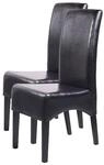 2er-Set Esszimmerstuhl K&uuml;chenstuhl Stuhl Crotone, LEDER ~ schwarz, dunkle Beine