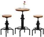 Set Bartisch + 2x Barhocker MCW-N23, Barstuhl Stehtisch h&ouml;henverstellbar drehbar