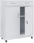 Aktenschrank MCW-O89, Stahlschrank B&uuml;roschrank, Rollen T&uuml;ren Schubladen