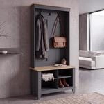 Garderobe MCW-P28, Standgarderobe Schuhregal Sitzbank, 3 Haken 4 Stauf&auml;cher Melamin