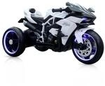 Moni Kinder Elektromotorrad Ninja, drei Kunststoffr&auml;der, LED-Beleuchtung, Mp3 wei&szlig;