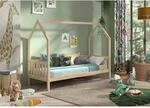 CABANE Hausbett 90x200 cm und seitlicher Umrandung, Kiefer massiv natur