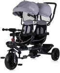 Chipolino Zwillingsdreirad Hip Hop, zwei Kinder, bis 40 kg, Sitze 360&deg; drehbar grau