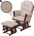 Relaxsessel MCW-C76, Schaukelstuhl Schwingstuhl mit Hocker Stoff Chenille (465g/m&sup2;)