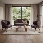 Wohnzimmer-Set MCW-P30, 2er-Sofa 2x Sessel, Vintage Retro Industrial Metall