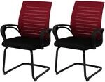 2er-Set Esszimmerstuhl MCW-K51, Stuhl Armlehne, Stoff/Textil (250g/m&sup2;) MVG ~ rot,