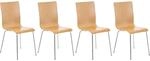CLP 4er-Set Wartezimmerstuhl PEPE mit ergonomisch geformten Holzsitz und