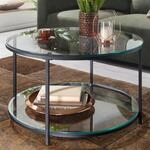 Couchtisch FineBuy Sofatisch Glas Wohnzimmertisch &Oslash; 80 cm Rund Tisch Stauraum
