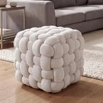 Hocker MCW-Q48, Sitzhocker Ottomane Polsterhocker Knoten-Pouf, Samt (220g/m&sup2;)...