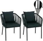 2er-Set Gartenstuhl MCW-N41, Outdoor Armlehne, wetterfest Aluminium...