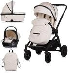 Chipolino Kombikinderwagen Magnum 3 in 1 Babywanne Sportsitz i-Size Babyschale creme