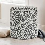 Sitzhocker FineBuy Aufbewahrungshocker Wolle rund 40 cm Stauraum Boho Design