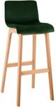 CLP Barhocker mit Lehne Hover, Barstuhl Holz Natura gepolstert mit Samtbezug,
