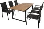 DEGAMO Garnitur RIVELLO 7-teilig, Alu + Akazie + Kunstgewebe schwarz
