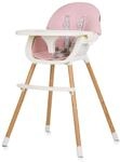 Chipolino Kinderhochstuhl Rio 2 in 1, Kinderstuhl rutschfeste Beine 5-Punkt-Gurt rosa