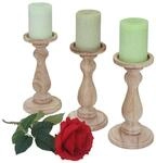 3er Set Kerzenst&auml;nder H361, Kerzenhalter, Shabby-Look Vintage H&ouml;he 24cm ~