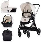 Chipolino Kinderwagen Elite 3 in 1 i-Size Babyschale Sportsitz Babywanne Tasche beige