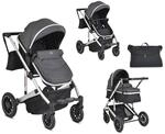 Moni Kombikinderwagen 2 in 1 Thira Babywanne, umbaubar, Sportsitz, Fu&szlig;abdeckung grau