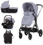Chipolino Kinderwagen Elite 3 in 1 i-Size Babyschale Sportsitz Babywanne Tasche grau