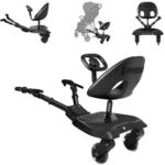 Kikkaboo Kinderwagen Trittbrett schwarz Ally mit Sitz universal, 2-Punkt-Gurt,