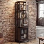 B&uuml;cherregal MCW-P13, Standregal Drehregal, Rollen drehbar T&uuml;r, Metall Industrial