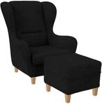 Supellex Sofia Ohrensessel mit Hocker Design Vienna Schwarz?