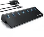Primewire USB 3.2 Gen2 Hub, 7 Port Aktiver Verteiler mit Netzteil, 10 Gbit/s