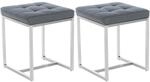 CLP 2er Set Edelstahl-Sitzhocker Barci Kunstleder I Moderne Hocker Mit Hochwertiger