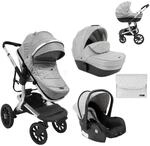 Kikkaboo Kombikinderwagen Irene 3 in 1 Babywanne Autositz Adapter Wickeltasche grau