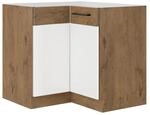 Vigo Eckunterschrank 90x90 Eiche Lancelot Wei&szlig; Hochglanz K&uuml;chenzeile Einbauk&uuml;che