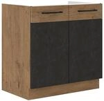 Vigo Sp&uuml;lenschrank 80cm Eiche Lancelot Matera Grau K&uuml;chenzeile K&uuml;chenblock K&uuml;che