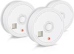 Brandson 3x Rauchmelder (Wechselbare Batterie, wiederverwendbar, Batteriewarnung,