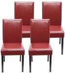 4er-Set Esszimmerstuhl Stuhl K&uuml;chenstuhl Littau MVG-zertifiziert ~ Kunstleder, rot