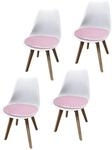 HTI-Living Esszimmerstuhl 4er Set Wei&szlig; mit Kunstledersitz Atlanta Rosa mit Ornament