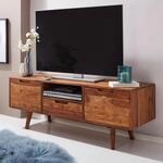 FineBuy TV Lowboard Holz Fernsehkommode Massiv Landhaus Fernsehschrank TV Bank