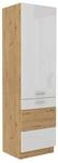 K&uuml;chen Hochschrank 60 cm Eiche Artisan + Weiss Hochglanz K&uuml;chenzeile K&uuml;chenblock