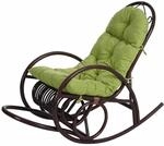 Schaukelstuhl MCW-C40, Schwingsessel Rattansessel, braun ~ Auflage gr&uuml;n