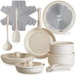 tectake&reg; Kochtopfset, 16-teilig, f&uuml;r Induktion geeignet, inklusive 2 Glasdeckeln